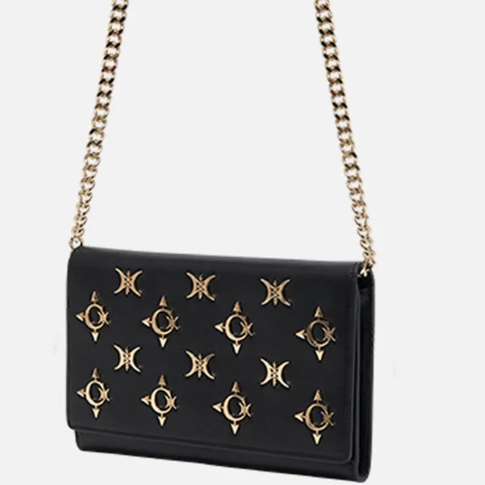 🖤💛NWT CAMILLA GOLD CHAIN FLAP CROSSBODY BAG IN SOLID BLACK WITH GOLD HARDWARE - Picture 3 of 16